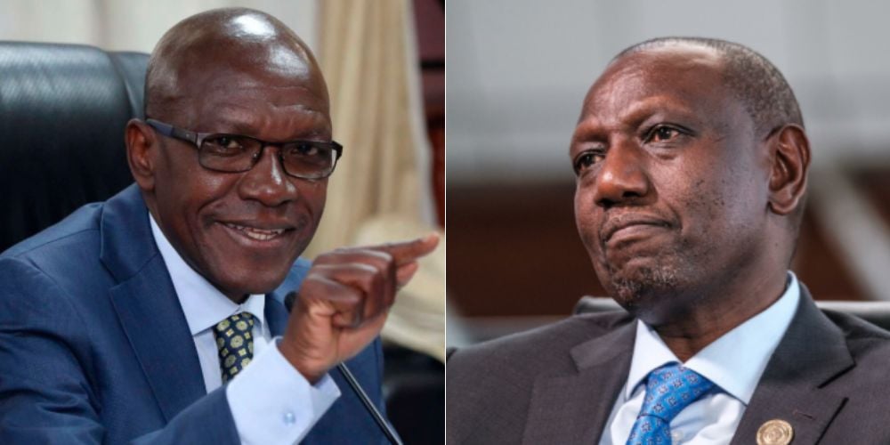 A collage of Kakamega Senator Boni Khalwale and President William Ruto